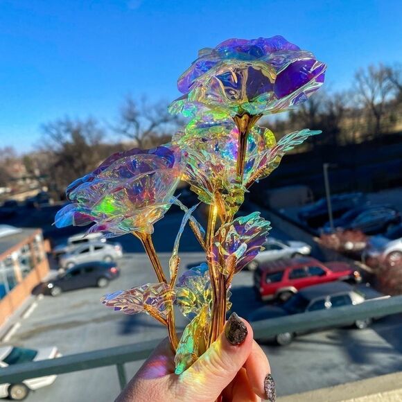 3 Pack ▪ Rainbow Iridescent Galaxy Flower Rose - Picture 2 of 5
